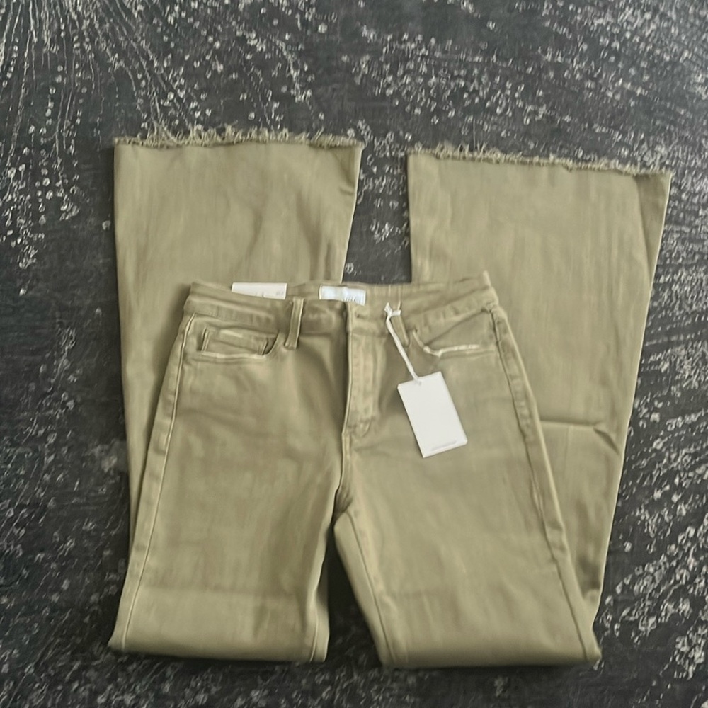 Vervet High Rise Flare Olive Jeans